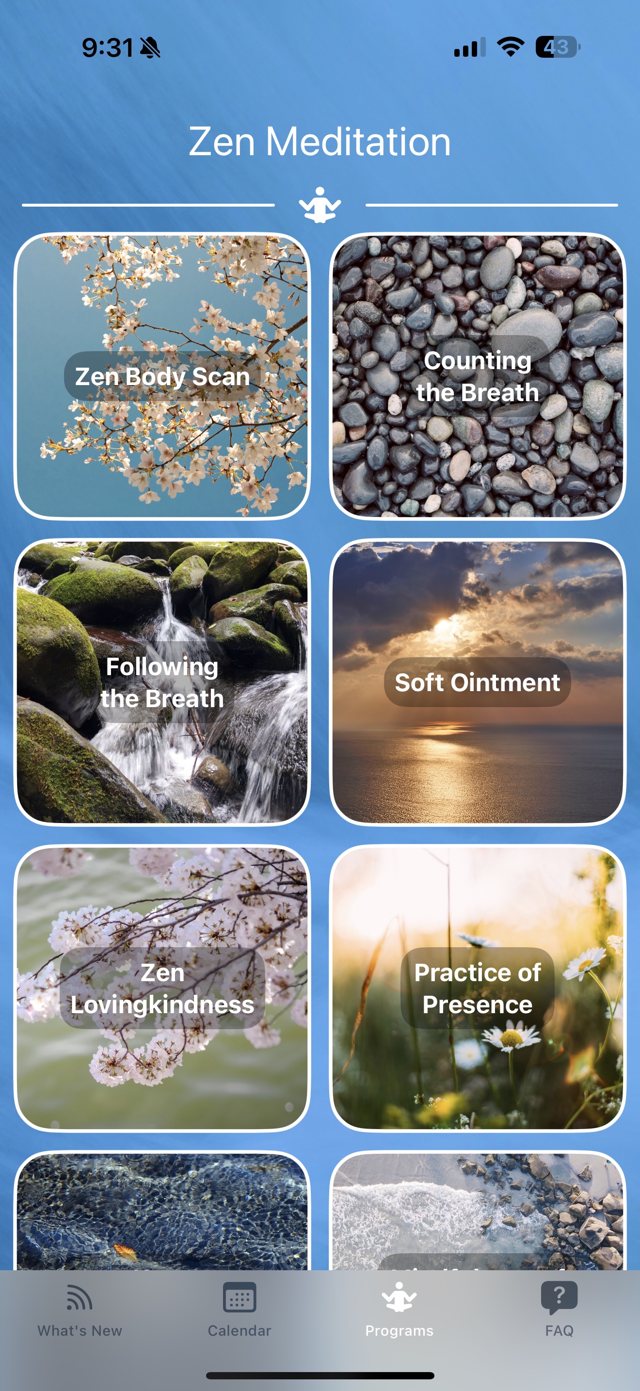 Meditation programs grid
